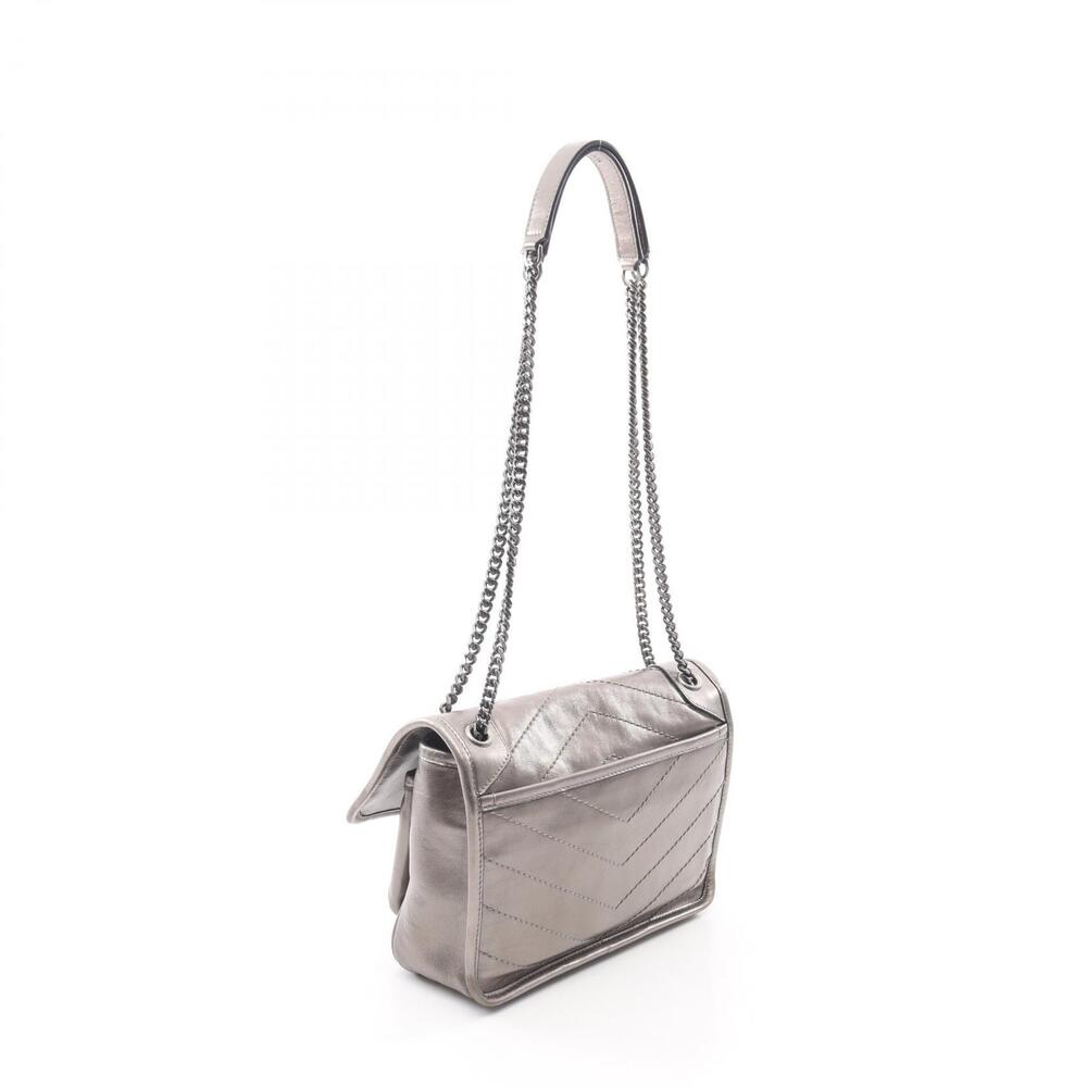 Saint Laurent Paris Niki Baby Shoulder Bag Leather Gray - Picture 2 of 6